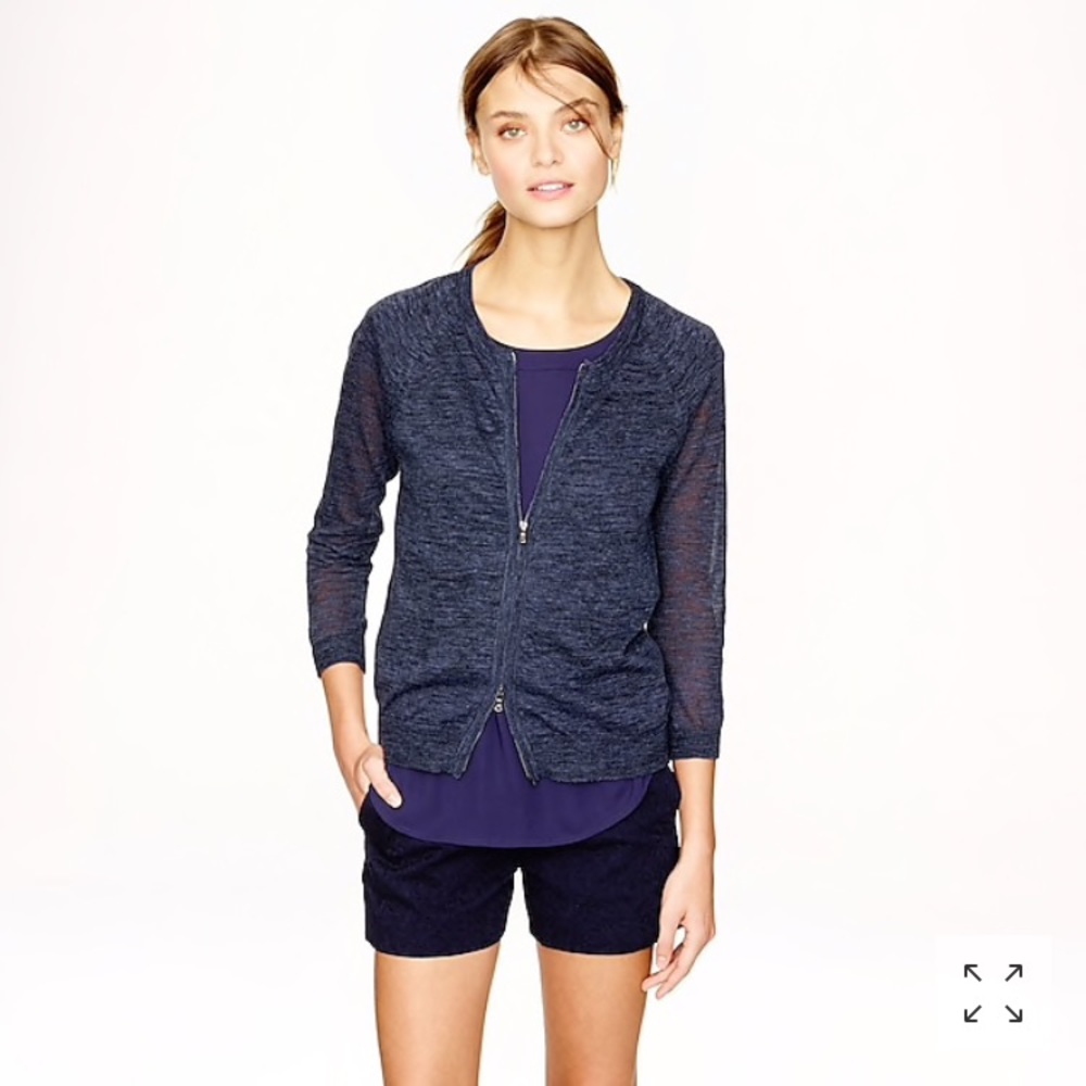 J Crew Marled Zip Cardigan, Heathered Dark Gray, S